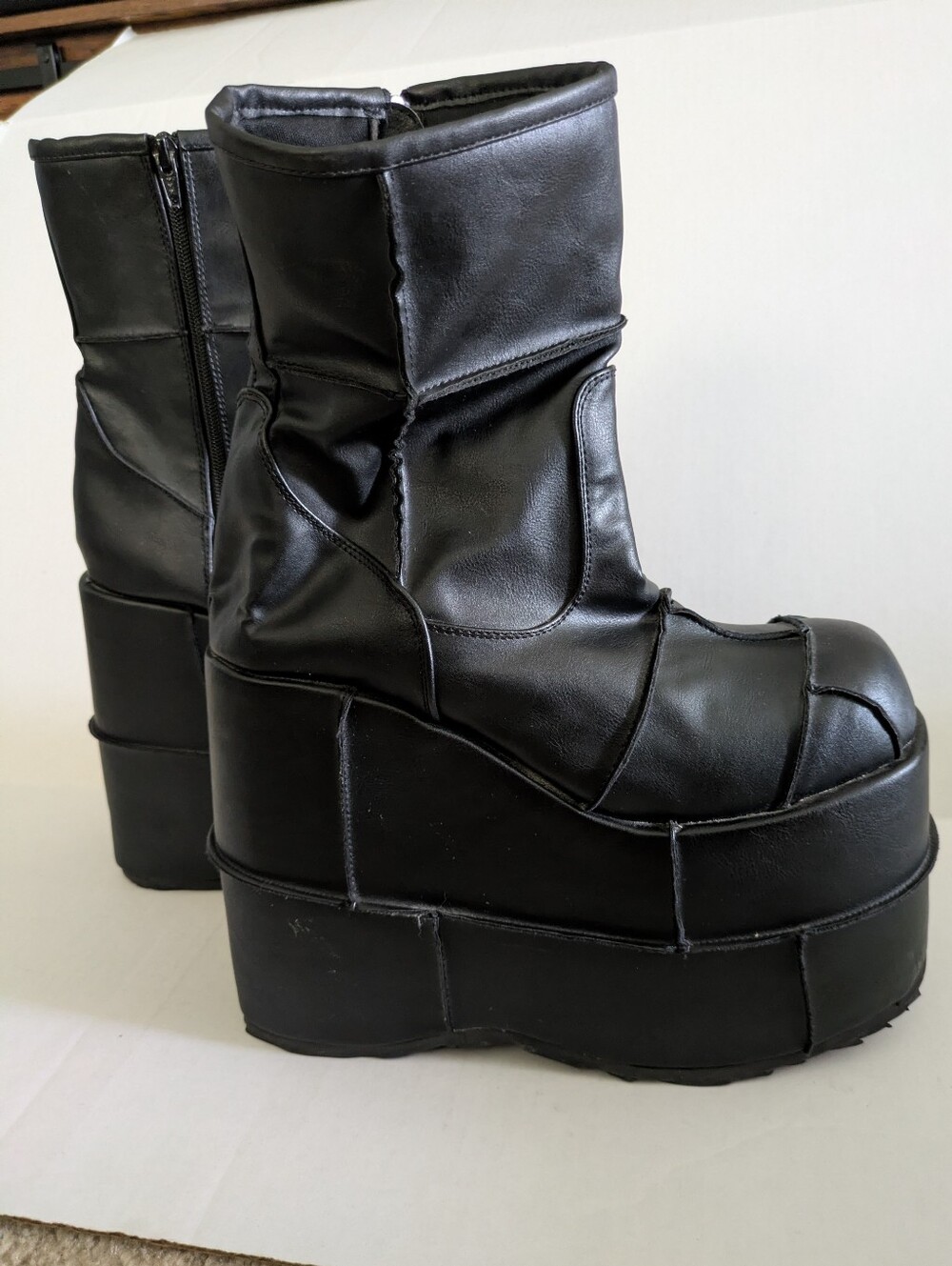 Demonia Black Chunky Heel Platform Boots Men's Size 10
